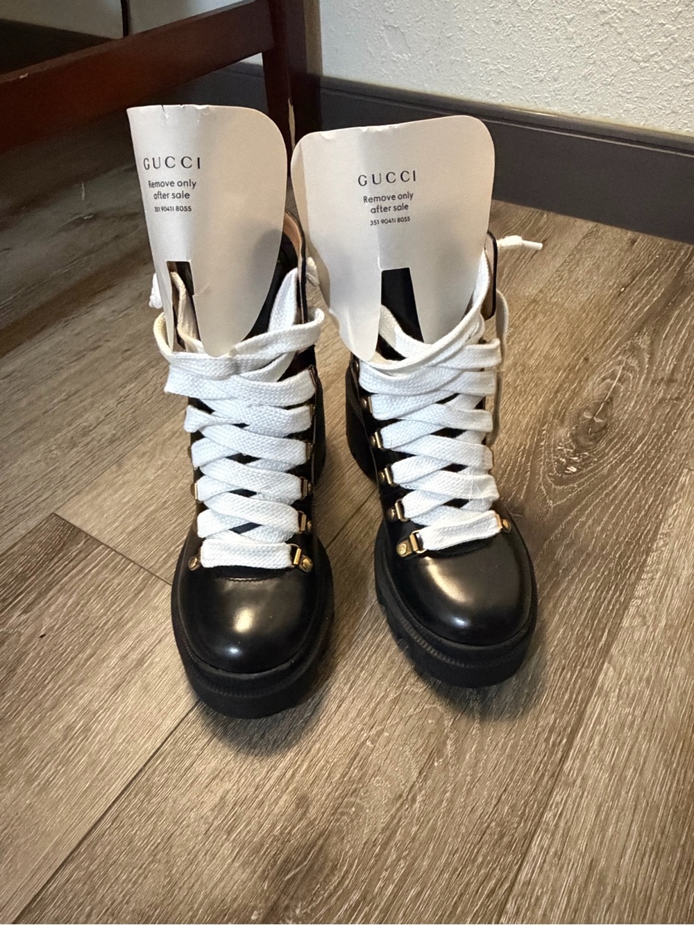 GUCCI SYLVIE WEB LEATHER MOTO BOOTS SIZE 36.5